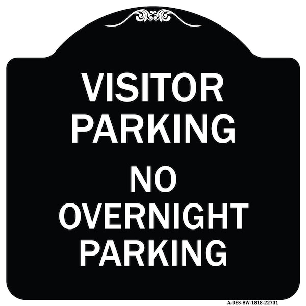 Visitor Parking No Overnight Parking Heavy-Gauge Aluminum Sign, 18" x 18", BW-1818-22731